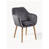 AC Design Sedia con braccioli in velluto e gambe in legno Emilia