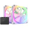 NZXT F140 RGB Fans - RF-R14DF-W1 - Personalizzazione avanzata dell'illuminazione- Raffreddamento silenzioso - Doppia (ventola e controller INCLUSI) - Ventola da 140 mm - Bianco