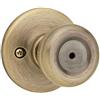 Kwikset Tylo - Pomello per porta privacy per interni con serratura, per bagno e camera da letto, in ottone anticato, senza chiave, con protezione Microban, 1 pezzo (confezione da 1)