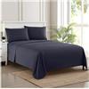 Sweet Home Collection 1998 Thread Count Sheet Soft Egyptian Quality Brushed Microfiber Set di Biancheria da Letto di Lusso Piatto, Lenzuolo con Angoli, 2 federe, Microfibra, Marina Militare, Queen