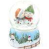 Dekohelden24 Palla di neve per bambini con cappello su base finemente decorata, dimensioni: 6,5 x 6,5 x 9 cm, sfera Ø 6,5 cm
