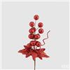 EDG Enzo De Gasperi Ramo Bacche Glitterate Pick Natalizio H 30 Cm Rosso