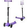 VEVOR Monopattino con 3 Ruote per Bambini da 3 Anni, Manubrio Altezza Regolabile, Monopattino Carico max. 75kg, Ruote Luminose Diametro da φ120 mm, Pedana Antiscivolo, Viola