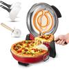 VEVOR Forno Elettrico per Pizza da 30,48 cm, Cuoci Pizza Elettrico per la Casa 1200 W con Pietra in Cordierite, Temperatura a 5 Modalità, Finestra di Visualizzazione, Riscalda Fino a 420 °C, Rosso