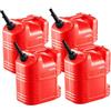 VEVOR Contenitore per Carburante 19 L, Serbatoio per Benzina con Beccuccio e Scala Trasparente, Portata Massima 0,25 L/s, per la Maggior Parte di Auto, Moto, ATV, UTV, Rosso, 4 Confezioni