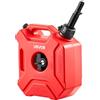 VEVOR Contenitore per Carburante 5 Litri Tanica Benzina in Polietilene con Beccuccio e Staffa Bloccabile, Portata Massima 0,25L/s, per la Maggior Parte di Auto, Moto, ATV, UTV, Rosso
