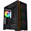SAMA Case SAMA Z60 - Mid Tower ATX, listelli in noce sul pannello anteriore, pannello laterale in vetro temperato, quattro ventole PWM da 140 mm preinstallate, Nero