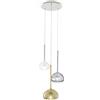 Urban by Sforzin BEBA LAMPADARIO A SOSPENSIONE 3 LUCI VETRI PICCOLI TRASPARENTE CROMO E ORO D.15CM