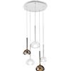 Urban by Sforzin BEBA LAMPADARIO A SOSPENSIONE 5 LUCI VETRI PICCOLI 2 BRONZO + 3 TRASPARENTI VETRI D.15CM ATTACCO G9