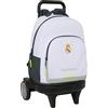 safta Real Madrid - Zaino grande con ruote, compatto evoluzione, rimovibile, ideale per bambini di diverse età, comodo e versatile, qualità e resistenza, 33 x 22 x 45 cm, bianco, M, Casual