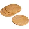 Kesper 5844215 - Set di 4 piatti da colazione rotondi, diametro 25 cm, in bambù certificato FSC, con grondaia, naturale, robusto e adatto ai coltelli