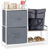 Relaxdays 10023328_815 Mobiletto con 2 Cassetti, Mobile Cassettiera, HLP 76x84x29 cm, Tessuto, Metallo, Legno, Grigio