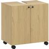 HOMCOM Mobile sotto lavabo 3 ripiani regolabili con ruote, 60cm x 39,8cm x 62cm Legno naturale | Aosom Italy