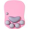 DOBAOJIA Tappetino Mouse con Poggiapolsi, Mouse Pad Ergonomico, Tappetino per Mouse con Zampa di Gatto Carino, in Morbido Silicone, Base Antiscivolo, per casa/ufficio/gioco, Rosa e Grigio