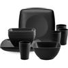 HOMGEN 12 Pezzi Set di Piatti e Ciotole in Plastica Set di Stoviglie Infrangibili per il Campeggio - Piatti Ciotole e Tazze Riutilizzabili per la Cucina Servizio da Picnic per 4 Persone-Nero