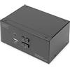 DIGITUS KVM Switch DisplayPort - Doppio display a 2 porte - 2 PC 2 monitor - 1x mouse, tastiera e audio per 2 computer - UHD 4K@60Hz (3840 x 2160p) - Hot-Key KVM Switch - 1x Hub USB 2.0 - Nero