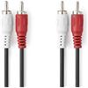 Nedis Cavo audio stereo | 2x RCA maschio | 2x RCA maschio | Placcato nickel | 1.50 m | Tondo | Nero | Sacchetto di plastica