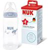 NUK First Choice Biberon | 3+ mesi | 300 ml | Biberon anti-colica | PP | Indicatore di controllo della temperatura | Balena | Confezione da 1