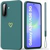Vansdon Cover per Samsung Galaxy A56/A36 5G, in Silicone liquido con Design a Cuore con 1 Cinturino da Polso, Custodia Protettiva Antiscivolo con Morbido, Ideale per Ragazze e Donne - Verde Notte