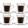 Maxxo Bicchieri a Doppia Parete Doppio 4x 100 ml Tazzine con Isolamento Termico di Vetro Resistente al Calore e Freddo di Vetro Borosilicato