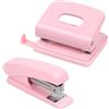 Cozlly Set Cucitrice e Perforatrice, Rosa Perforatrice Carta, Cerchio Cucitrice Ufficio, Cucitrice Puncher Portatile, Pinzatrice Puncher Scrapbooking, Set da Ufficio per Lavoro Famiglia Documenti
