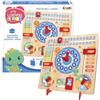 Craze My Learning Clock Dino - Orologio educativo per Bambini in Legno, Calendario per l'apprendimento dei Bambini, da Parete, Colore: Blu