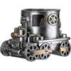 GILDE Steampunk Engine Planter - Portavaso in resina, motivo ingranaggi, finitura anticata, colore argento, altezza 20 cm x larghezza 26 cm