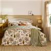 furn. Wylder Fable Set Copripiumino (Verde Salice - Doppio) | Reversibile Rustica Autunnale Motivo Foglia Del Bosco Biancheria Da Letto Ricca Di Cotone