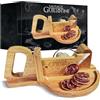 mikamax - Sausage Guillotine - Salsiccia alla ghigliottina - Taglia carne - Affettaverdure - Tagliapasta - Legno massello - 30 x 19 x 12 cm - Tagliare la carne