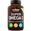NÄTOO Super Omega 3 1500mg - Olio di pesce per il benessere di cuore, cervello e vista - Integratori con Olio di Pesce Alto Dosaggio Omega - 3 con Vitamina E, Epa 800mg e Dha 400mg (180 Perle)