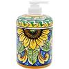 Sicilia Bedda - PORTASAPONE LIQUIDO IN CERAMICA DI CALTAGIRONE - Dipinto Interamente a Mano - Altezza 15 CM (Girasole)