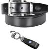 Inter FC Set Regalo Premium, Cintura in Pelle Nera con Fibbia Cromata e Portachiavi, Logo Ufficiale, Larghezza 3.5 cm, Unisex Adulto