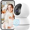 Noorio Telecamera Interno Pan-Tilt 2K 4MP, Telecamera per Cani/Animali, Comunicazione Bidirezionale & Chiamata con 1 Click, WiFi 2.4G, per Casa/Neonati/AnzianiVisione Notturna, Rilevamento Movimento