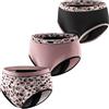 CARER Healthcare Incontinence Pregnancy Carer confezione da 3 slip per incontinenza donna slip alla moda con inserto assorbente da 120 ml intimo riutilizzabile per incontinenza o protezione notturna del ciclo nero leopardato taglia S