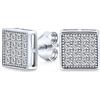 Bling Jewelry Orecchini a Perno con Zirconi Cubici Geometrici Quadrati Micro Pavé CZ per Uomo e Donna in Argento Sterling .925 7MM