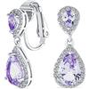 Bling Jewelry Purple Lavender Teardrop CZ Halo Prom Drop Statement Lampadario Clip On Earrings Simulazione Di Amethyst Cubic Zirconia Argento Placcato Ottone