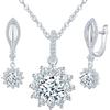 MICMIF Parure Gioielli Donna in Argento 925, Collana Ciondolo Fiore Orecchini Set, Collana e Orecchini Pendenti Zirconia a Forma di Girasole, Gioielli Festa per Mamma Moglie Fidanzata
