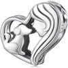 Qings Charm Bead Cane per Braccialetto in Argento Sterling 925 Ciondolo a Forma di Cuore di Cane per Collana