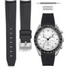 HORACE Cinturino universale per orologio in silicone liquido 20mm - Compatibile Omega x Swatch MoonSwatch - Kit di montaggio incluso (Nero - Argento)