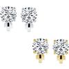 Bling Jewelry Orecchini A Clip Con Brillante Taglio Solitario In Zirconi Cubici Rotondi Per Donne Senza Foro Placcati In Oro E Argento In Ottone