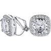 Bling Jewelry 2Ct Brilliant Cut Solitaire Round Cubic Zirconia Cz Square Halo Clip On Stud Earrings Per Le Donne Non Piercing Argento Placcato Ottone