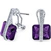 Bling Jewelry Stile Art Deco Pietra Preziosa Quadrato Cubo Zirconia AAA Rettangolo Simulazione Ametista Viola Taglio Smeraldo CZ Orecchini A Goccia Per Donne Argento Placcato Omega Indietro Febbraio Birthstone