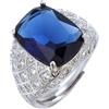 HALUKAKAH Anello Zaffiro da Uomo Tanzanite D10,0 ct Argento Sterling 925 Placcato Platino,Ovale Vintage Audace a Griffe,Pietre Laterali in Moissanite,Regolabile,per Marito,Fidanzato,Fidanzamenti