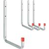 Relaxdays Set da 4 Ganci Porta Utensili da Parete, Fino a 40 kg, Attrezzi da Giardino e Officina, Acciaio, Argento Rosso