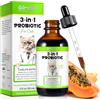 WANFAER Gocce Probiotiche 3 in 1 per Gatti 60 ml, Probiotici per Gatti con Enzimi Digestivi, Salute Intestinale, Adatto per Gattini e Adulti
