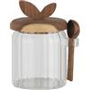 Vesavifaka Zuccheriera con coperchio e cucchiaio, 450ml spargizucchero per caffetteria, barattolo per caffè in vetro, contenitore ermetico, contenitore per zucchero di canna, cereali, tè, sale