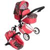 Bayer Chic 2000 Passeggino combinato 3 in 1 Linus - Butterfly Corallo - pieghevole, manico regolabile in altezza 47 - 78 cm, con seggiolino auto - Bambole fino a 52 cm, 4 - 8 J