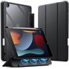 JETech Staccabile Custodia per iPad 9/8/7 (10,2 Pollici, 2021/2020/2019 Modello, 9a/8a/7a Generazione) con Portapenne, Rimovibile Magnetica Cover Trifold Supporto Chiaro Retro (Nero)