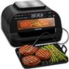 NutriChef Forno e Friggitrice ad Aria Elettrico 6 Litri Senza Fumo, Grill 7 Funzioni, Air Fryer con Termometro e Piastre Removibili, per Patatine, Carne, Pesce, Verdure, Pollo e Dolci