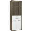 Composad | Libreria Alta della Linea DISEGNO con 2 Ante, 2 cassetti e 3 Vani, Libreria Scaffale Moderna, (LxAxP) 81,60x217,50x35,70 cm, Rovere Sonoma e Bianco Laccato, Ufficio, Made in Italy